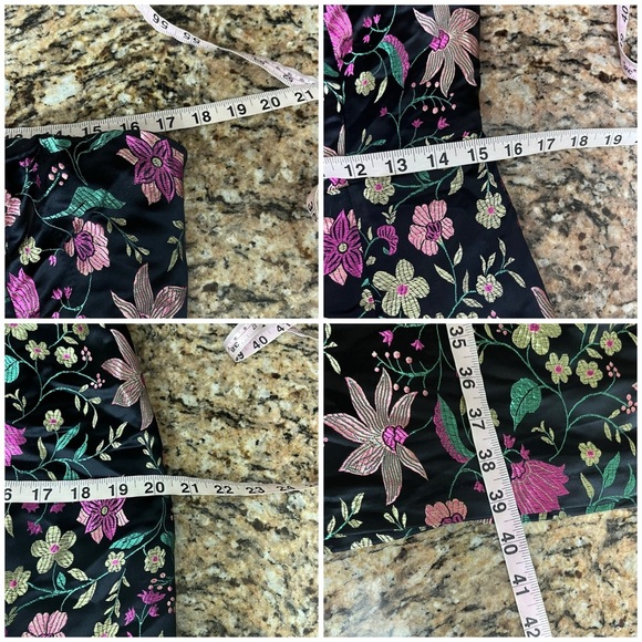 Lulus Make a Move Black Satin Floral Jacquard Asian Whimsical Goth Midi Dress L - Picture 4 of 10